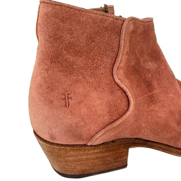 Frye Reina Bootie Dusty Rose Suede Ankle Boots Women’s 9.5 M Made in Mexico Zip - Picture 4 of 7